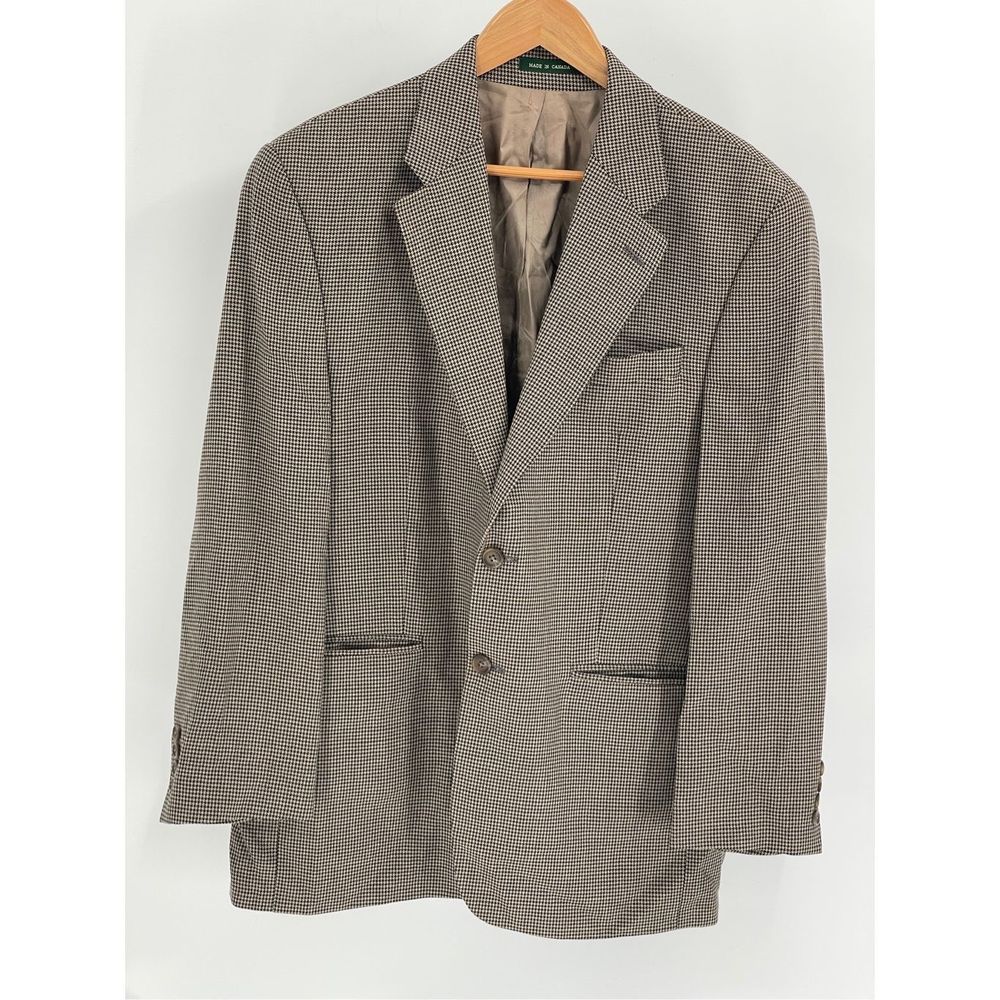 Lauren Ralph Lauren Blazer Sport Coat Men's 41 R Brown Houndstooth‎ Suit Jacket